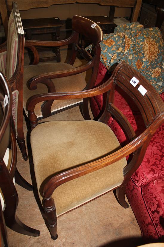 Regency mahogany elbow chair and another